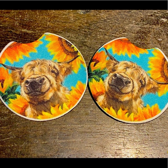 Neoprene Cow car coasters - Picture 1 of 2